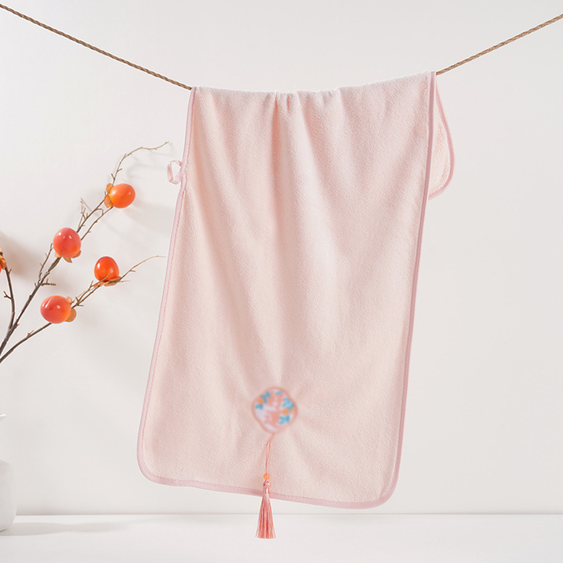 Izšiven ručnik kineskog stila od koralnog fleecea s resicama — darovni set u kutiji, Plain Weave, 150D, 80–100 g, moguća prilagođena obrada
