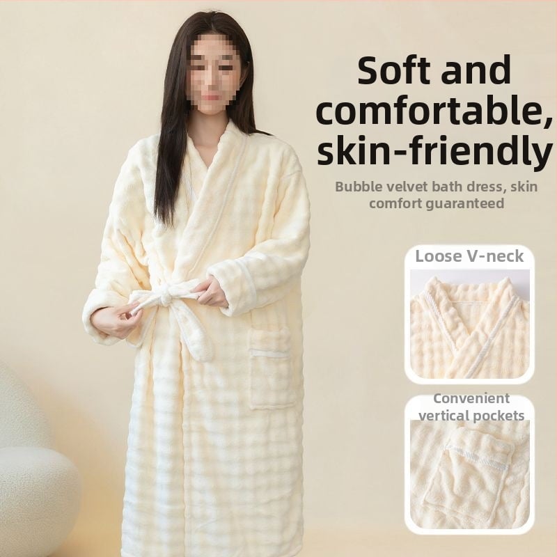 Halat de baie pentru femei – iarnă, din bumbac-poliester, absorbant și uscare rapidă