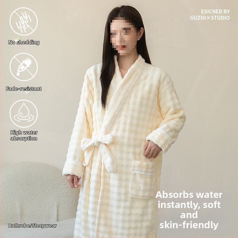 Halat de baie pentru femei – iarnă, din bumbac-poliester, absorbant și uscare rapidă