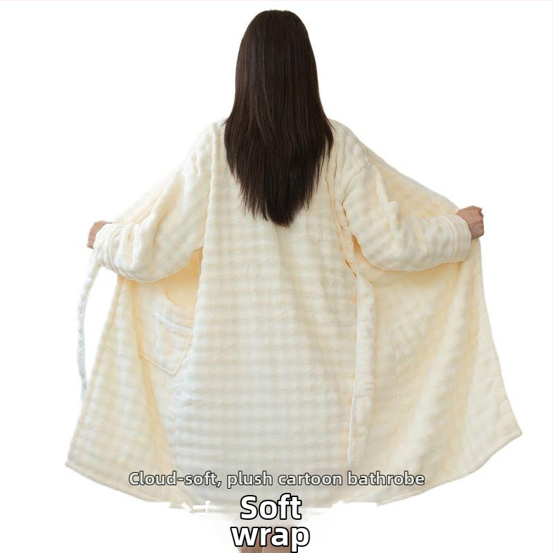 Halat de baie pentru femei – iarnă, din bumbac-poliester, absorbant și uscare rapidă