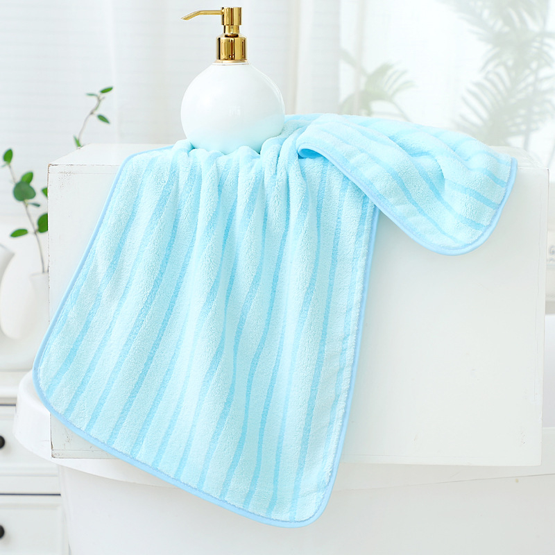 Ručnik za lice s prugastim rubom od visokog gustoće koralnog flisa | 150D, 280 GSM, 80–100 g, šiveno