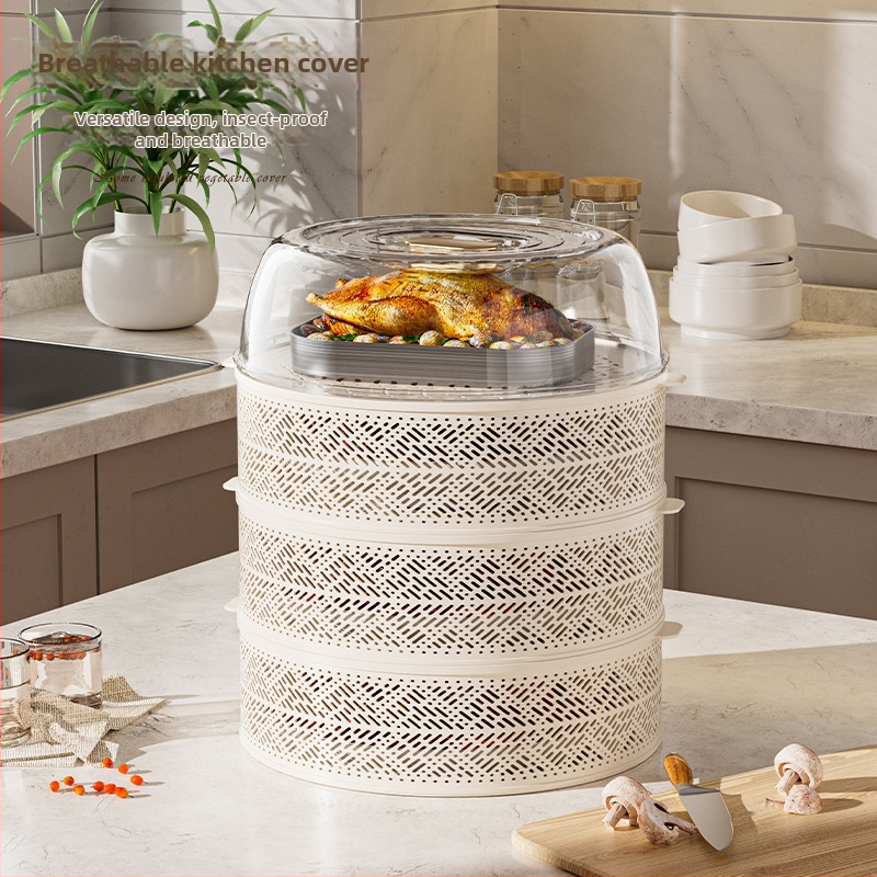 Daugiasluoksnis plastikinis maisto dangtis, dulkėms atsparus, antiuodžiai ir prieš muses, su sandėliavimo dėžute, šiuolaikiškas minimalistinis stilius