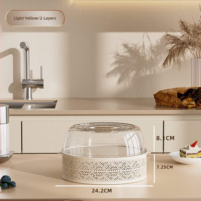 Daugiasluoksnis plastikinis maisto dangtis, dulkėms atsparus, antiuodžiai ir prieš muses, su sandėliavimo dėžute, šiuolaikiškas minimalistinis stilius