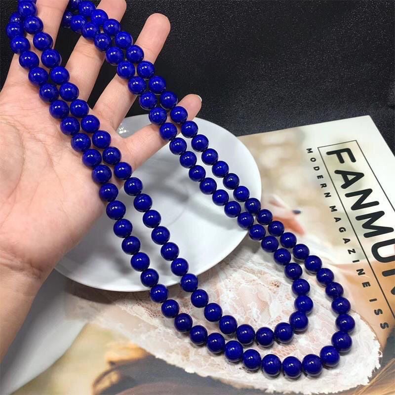 Narukvica od lapisa lazuli, 7A kolekcija, unisex originalni dizajn, 108 perlica, brušenje i poliranje