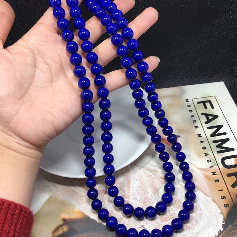 Narukvica od lapisa lazuli, 7A kolekcija, unisex originalni dizajn, 108 perlica, brušenje i poliranje