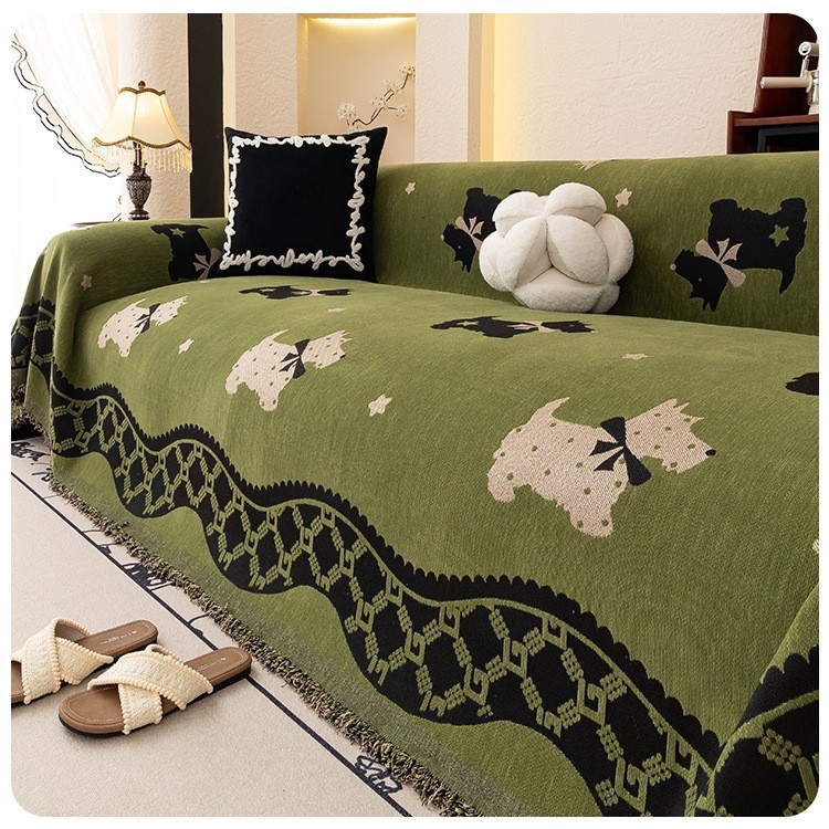 Poklopac za kutnu sofu – Chenille, uzorak crtani likovi životinja, retro stil, tip jastuka, protuklizno, univerzalno za sve sezone