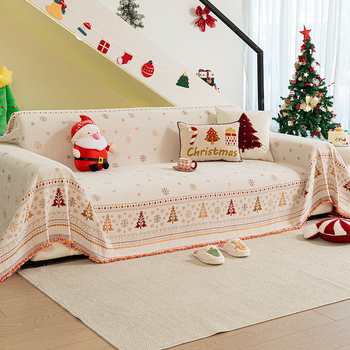 Chenille kanapétakaró hópelyhek és virágmotívumokkal, karácsonyi stílusban, moduláris kanapéhoz