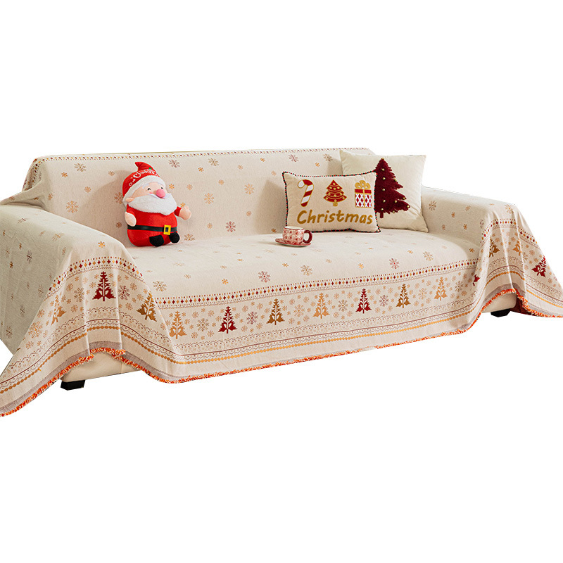 Chenille kanapétakaró hópelyhek és virágmotívumokkal, karácsonyi stílusban, moduláris kanapéhoz