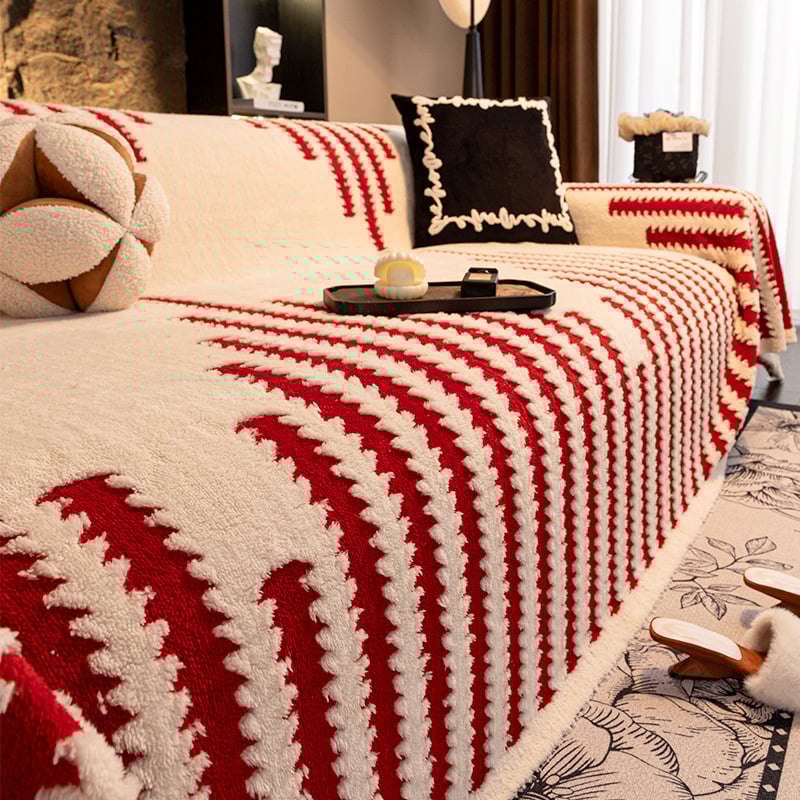 Plišano navlaka za kauč – prugasti uzorak, pogodna za kombinirane kauče, moderni minimalistički stil, navlaka za prašinu