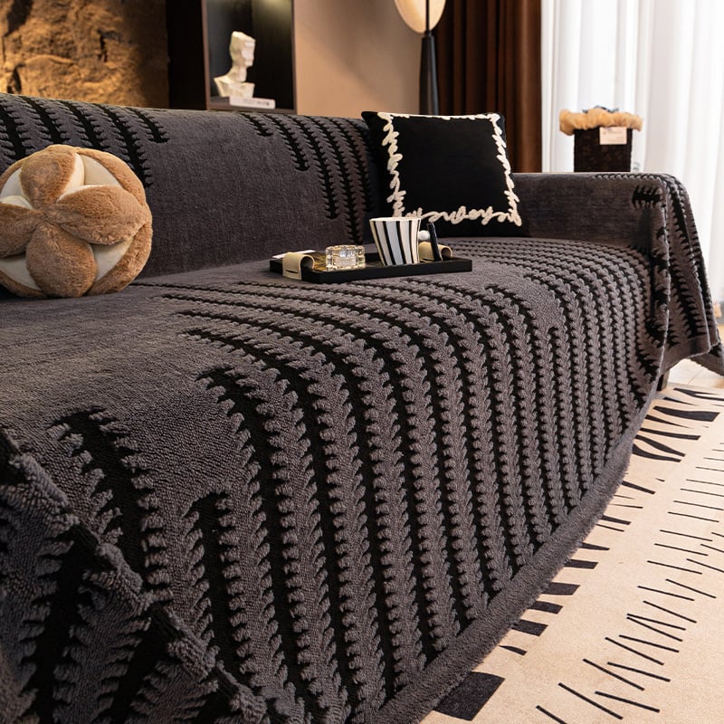 Plišano navlaka za kauč – prugasti uzorak, pogodna za kombinirane kauče, moderni minimalistički stil, navlaka za prašinu