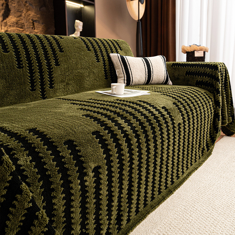 Plišano navlaka za kauč – prugasti uzorak, pogodna za kombinirane kauče, moderni minimalistički stil, navlaka za prašinu