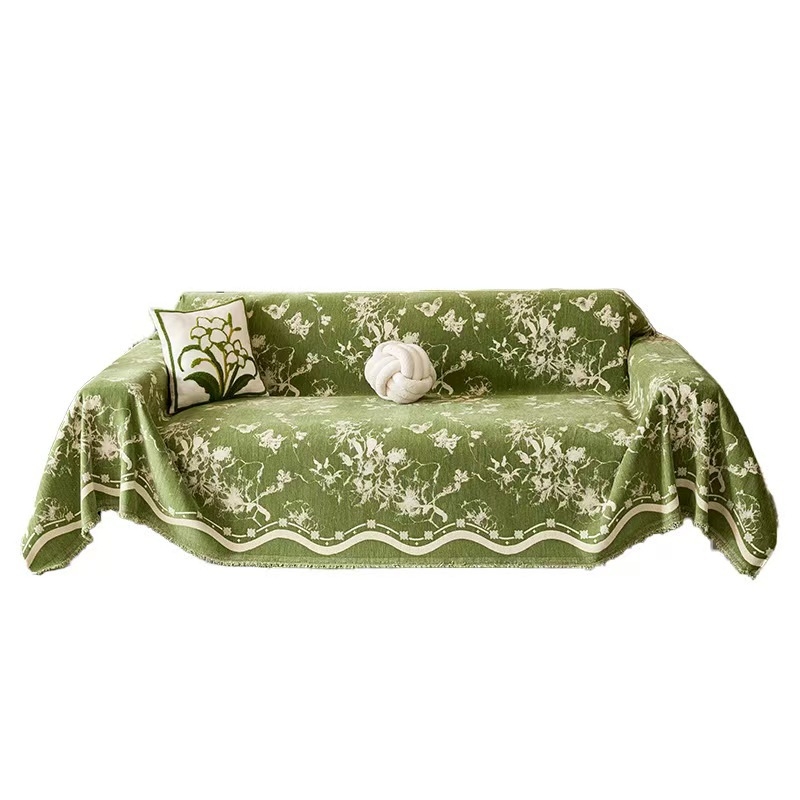 Chenille anyagú kanapéfedő, minimalisták stílus, alkalmas sarokkanapéra, növény- és virágmintás, testre szabható