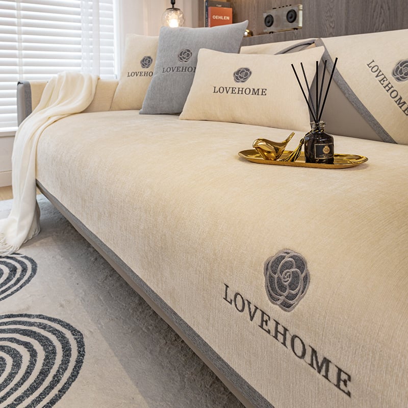 Chenille anyagú kanapé ülés párnahuzat, minimalist stílus, ellenálló a karcolásokkal és kopással, macskakarcolások elleni védelem, kombinált kanapéra