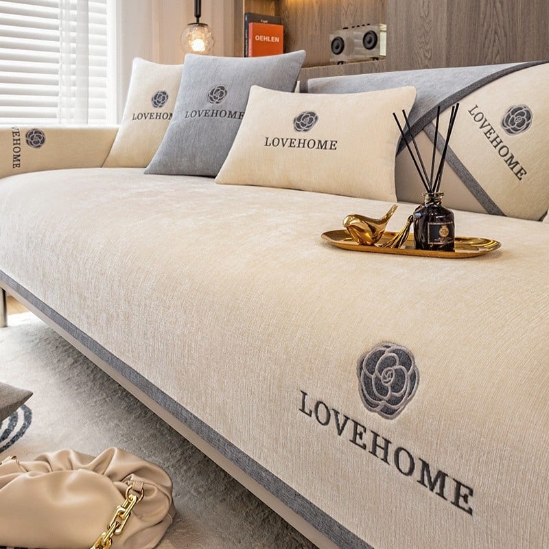 Chenille anyagú kanapé ülés párnahuzat, minimalist stílus, ellenálló a karcolásokkal és kopással, macskakarcolások elleni védelem, kombinált kanapéra