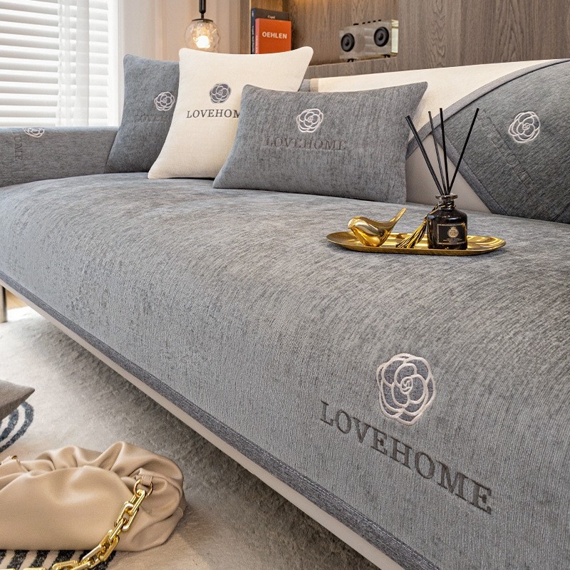 Chenille anyagú kanapé ülés párnahuzat, minimalist stílus, ellenálló a karcolásokkal és kopással, macskakarcolások elleni védelem, kombinált kanapéra