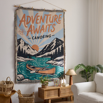 Декоративна тъкана гоблен-одеяло за хол и спалня — полиестерно-памучен състав, машино тъкано, правоъгълна форма, подходящо за всекидневна и спалня, ръчно пране