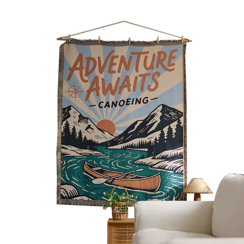 Декоративна тъкана гоблен-одеяло за хол и спалня — полиестерно-памучен състав, машино тъкано, правоъгълна форма, подходящо за всекидневна и спалня, ръчно пране