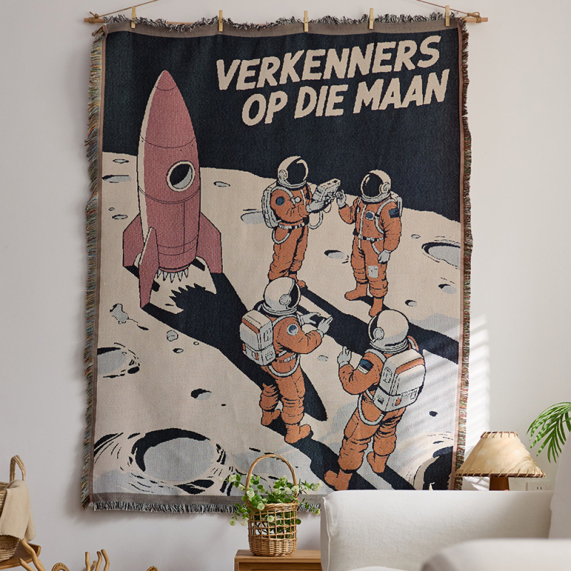 Декоративна тъкана гоблен-одеяло за хол и спалня — полиестерно-памучен състав, машино тъкано, правоъгълна форма, подходящо за всекидневна и спалня, ръчно пране