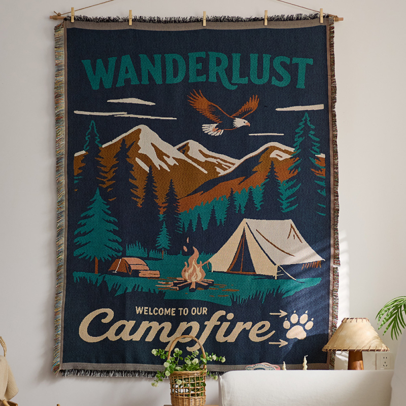 Декоративна тъкана гоблен-одеяло за хол и спалня — полиестерно-памучен състав, машино тъкано, правоъгълна форма, подходящо за всекидневна и спалня, ръчно пране