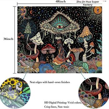 Гоблен за стена – 100% полиестер, скандинавски стил, дигитален термопечат, правоъгълен, флорален мотив