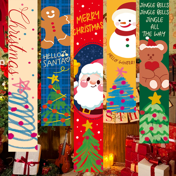 Коледен гоблен – правоъгълно платно за закачане, 100% полиестер, дигитален термален трансфер, мотиви цветя/трева/листа