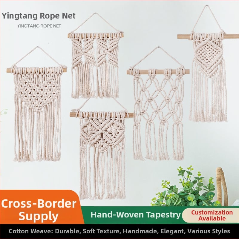 Гоблен за стена, памук, пасторален стил, ръчно тъкане, форма на сърце