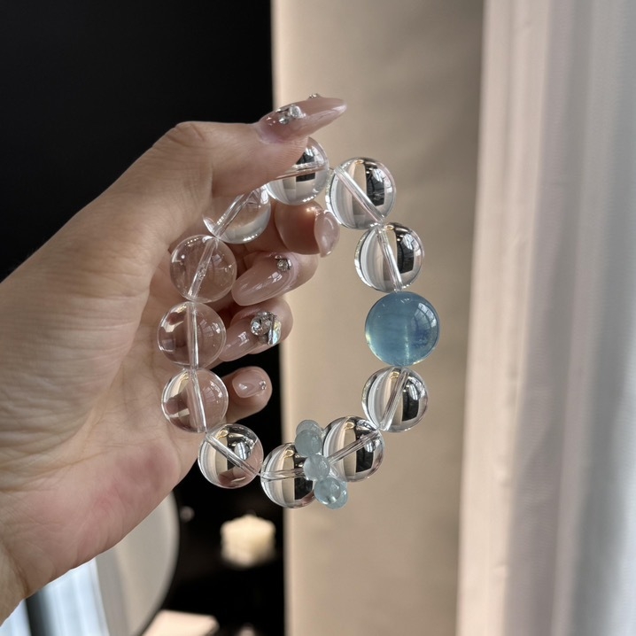 Brățară din cristal cu zircon și acvamarin, unisex, primăvara 2025