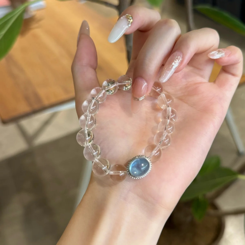 Brățară din cristal cu zircon și acvamarin, unisex, primăvara 2025