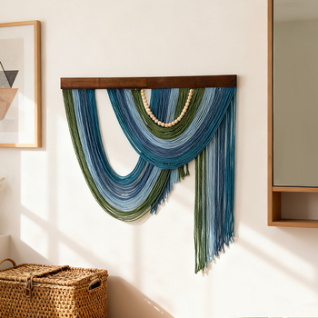 Гоблен от памук, ръчно изработен, скандинавски стил, райета, правоъгълна форма