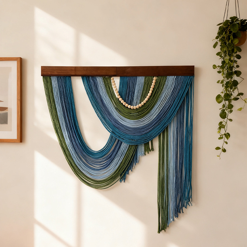 Гоблен от памук, ръчно изработен, скандинавски стил, райета, правоъгълна форма