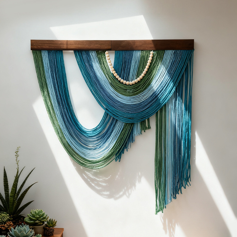 Гоблен от памук, ръчно изработен, скандинавски стил, райета, правоъгълна форма