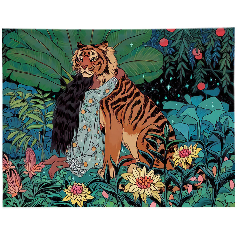 Гоблен за стена в скандинавски стил с персонажни мотиви — плюшен материал, машинно тъкане, правоъгълна форма.