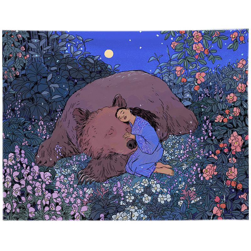 Гоблен за стена в скандинавски стил с персонажни мотиви — плюшен материал, машинно тъкане, правоъгълна форма.