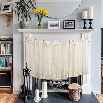 Бохемски стил ръчно тъкана памучна гоблен-завеса за врата – правоъгълна форма, райета (Материал: памук; Процес: ръчно тъкане; Узор: райета/плат)