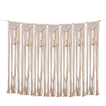 Бохемски стил ръчно тъкана памучна гоблен-завеса за врата – правоъгълна форма, райета (Материал: памук; Процес: ръчно тъкане; Узор: райета/плат)