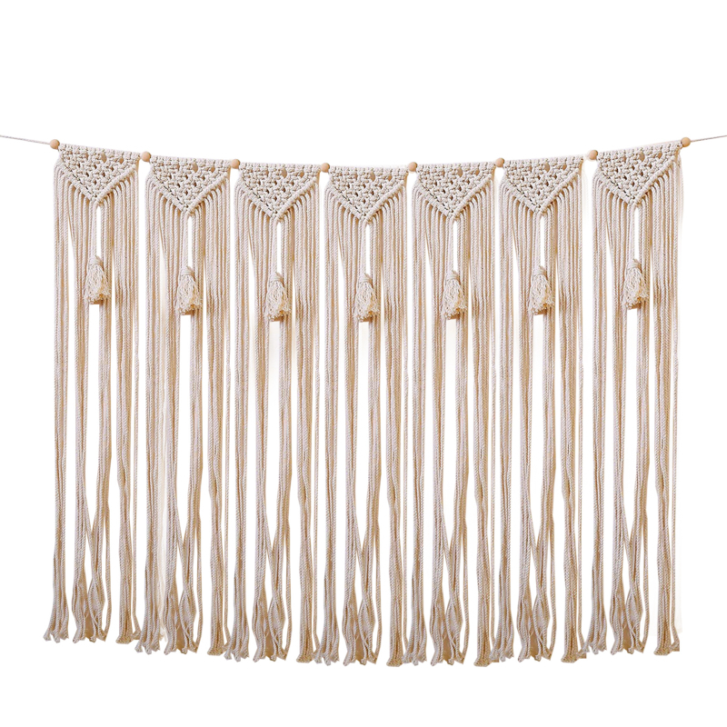 Бохемски стил ръчно тъкана памучна гоблен-завеса за врата – правоъгълна форма, райета (Материал: памук; Процес: ръчно тъкане; Узор: райета/плат)