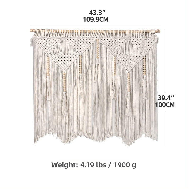 Бохемски стил ръчно тъкана памучна гоблен-завеса за врата – правоъгълна форма, райета (Материал: памук; Процес: ръчно тъкане; Узор: райета/плат)