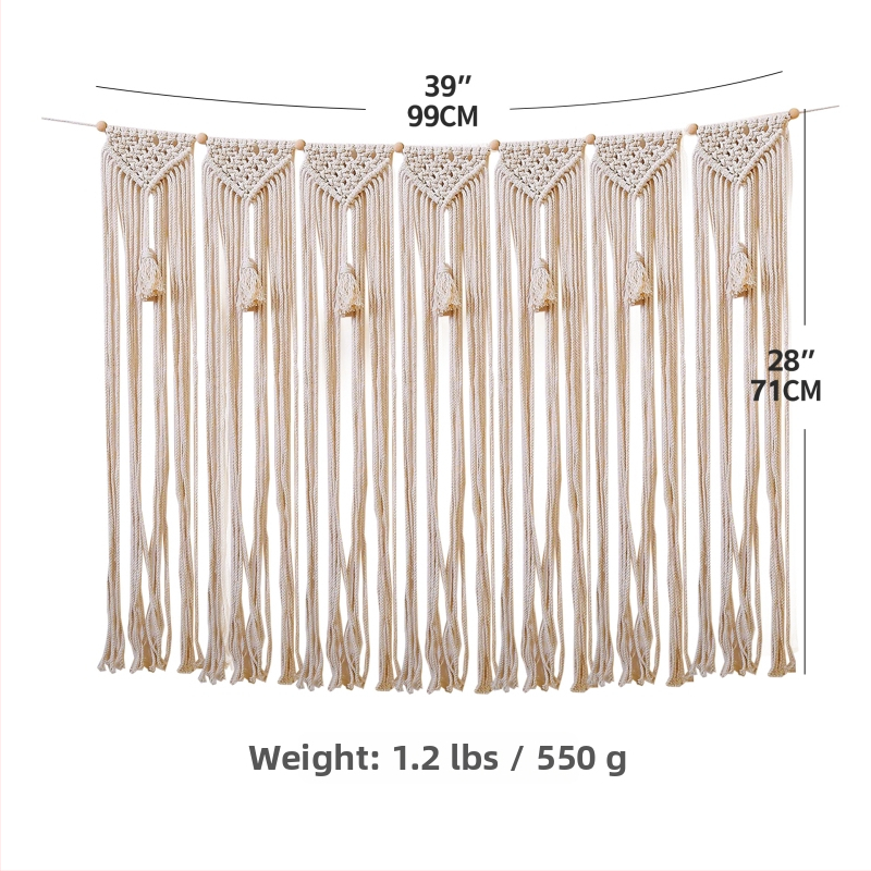 Бохемски стил ръчно тъкана памучна гоблен-завеса за врата – правоъгълна форма, райета (Материал: памук; Процес: ръчно тъкане; Узор: райета/плат)