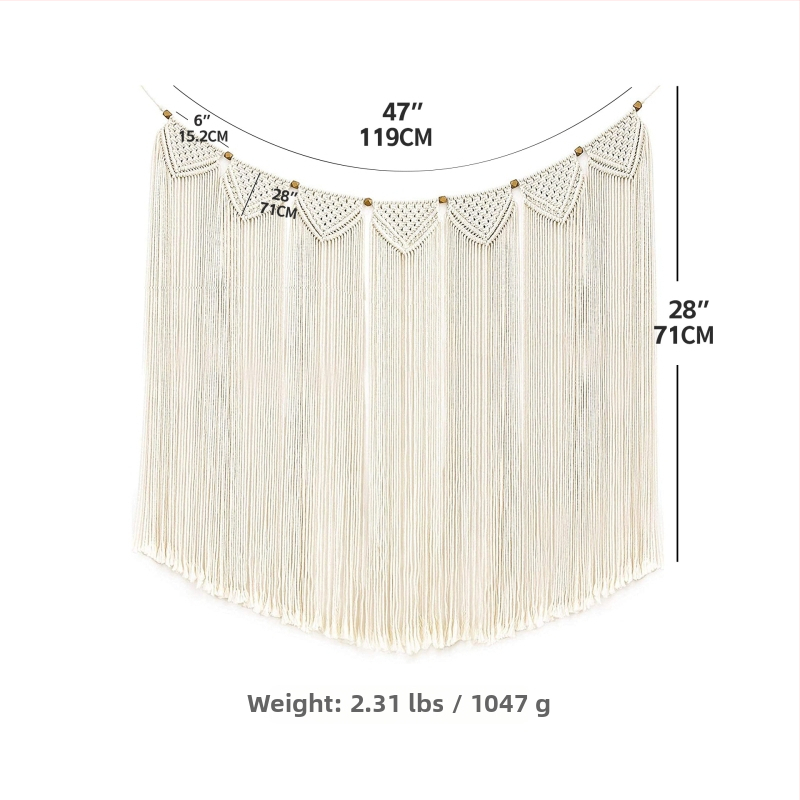 Бохемски стил ръчно тъкана памучна гоблен-завеса за врата – правоъгълна форма, райета (Материал: памук; Процес: ръчно тъкане; Узор: райета/плат)