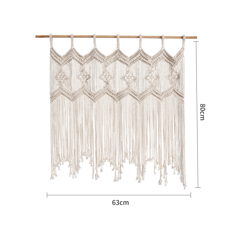 Бохемски стил ръчно тъкана памучна гоблен-завеса за врата – правоъгълна форма, райета (Материал: памук; Процес: ръчно тъкане; Узор: райета/плат)