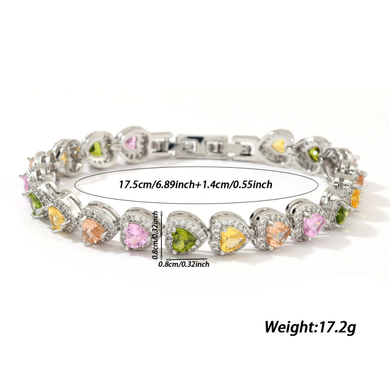 Brățară cu zirconiu și trifoi cu patru foi, alamă, placare cu aur 14K, motiv geometric.