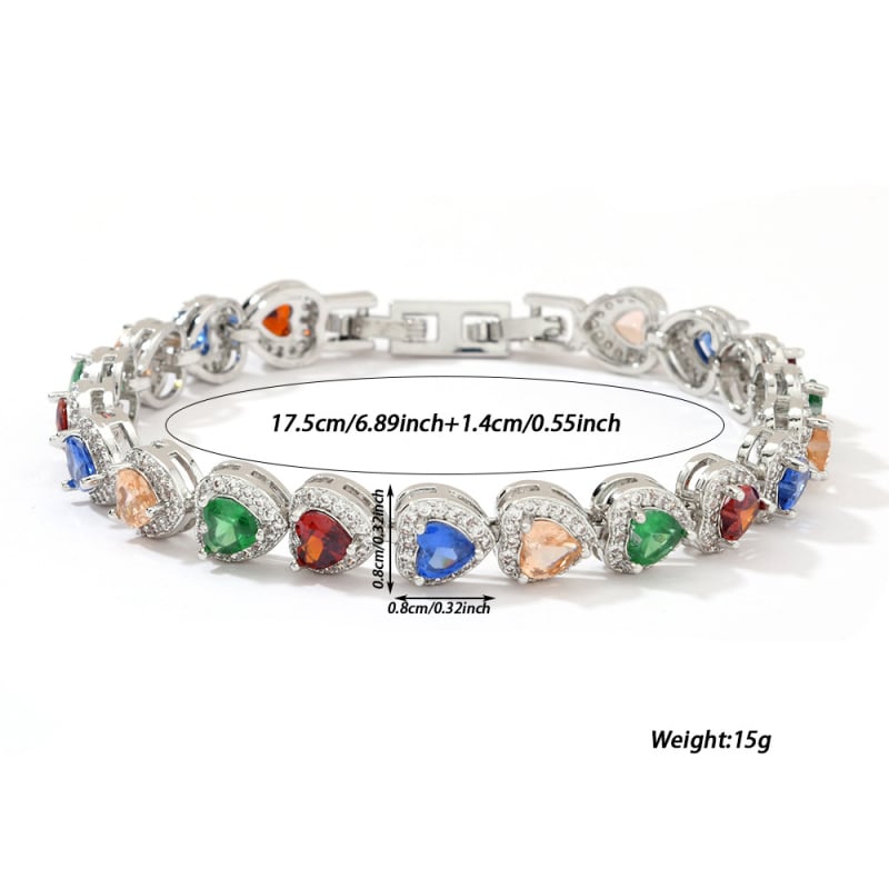 Brățară cu zirconiu și trifoi cu patru foi, alamă, placare cu aur 14K, motiv geometric.