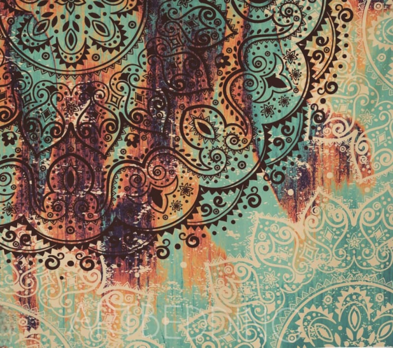 Гоблен с мандала цветен мотив, полиестер, квадратна форма, модерен минималистичен стил, машинно пране