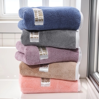 Arc törölköző korall fleece anyagból, élénk varrás és kivágott velúr keretszéllel, 400D, 100–120 g, East Morning