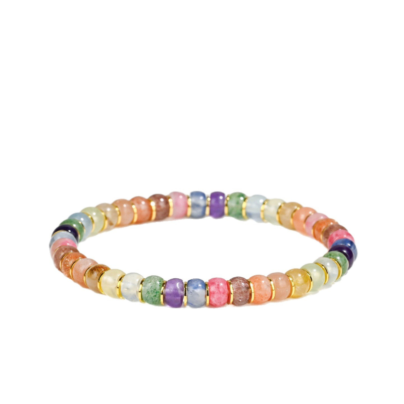 Brățară unisex din cristal natural cu mărgele curcubeu — material: cristal multiplu; prelucrare: șlefuire și lustruire; stil: unisex, natural; categorie: bijuterii de mână; potrivită ca dar pentru angajați