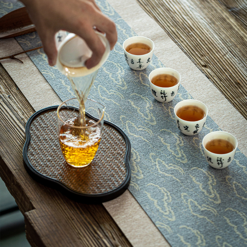 Tea podložka od poliestera, vodootporna, prugasti uzorak, kineski stil za ceremoniju čaja (Materijal: poliestera; Uzorak: pruge; Stil: kineski)