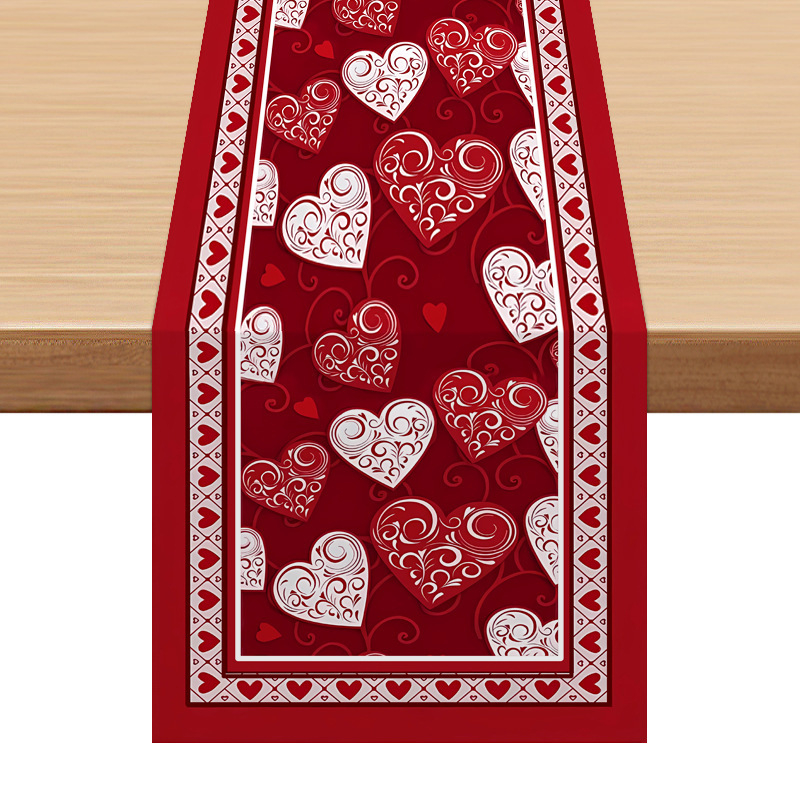 Asztali futó geometriai absztrakt mintával, 100% poliészter, testreszabható, ideális nappaliba, éttermekbe és kereskedelmi helyekre.