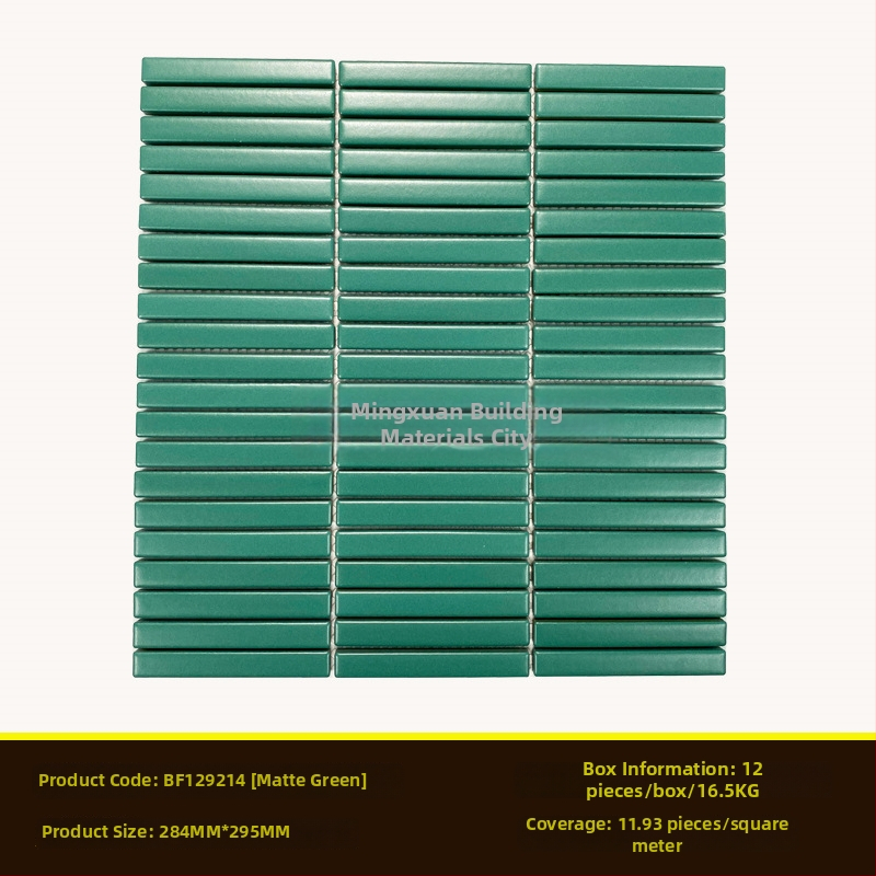 Iekštelpu sienas flīze – mazs joslas mozaīka, vienkāršs moderns stils, materiāls: polikrystaliska mikrodalīte, ūdens uzsūkšanās ≤0,5%, uzstādīšana pieejama