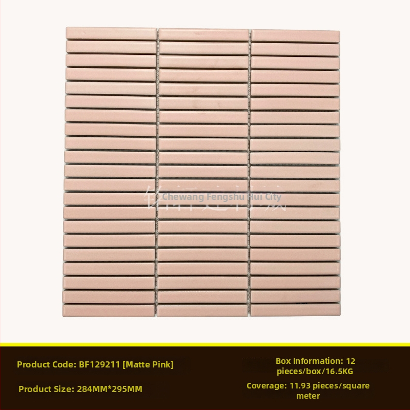 Iekštelpu sienas flīze – mazs joslas mozaīka, vienkāršs moderns stils, materiāls: polikrystaliska mikrodalīte, ūdens uzsūkšanās ≤0,5%, uzstādīšana pieejama