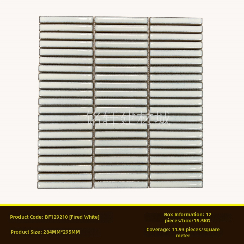 Iekštelpu sienas flīze – mazs joslas mozaīka, vienkāršs moderns stils, materiāls: polikrystaliska mikrodalīte, ūdens uzsūkšanās ≤0,5%, uzstādīšana pieejama